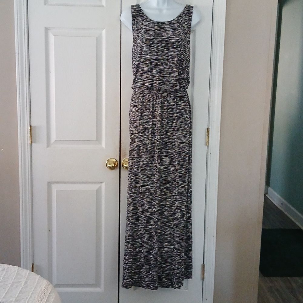 Merona black white sleeveless maxi dress elastic waist Sz XL NWOT